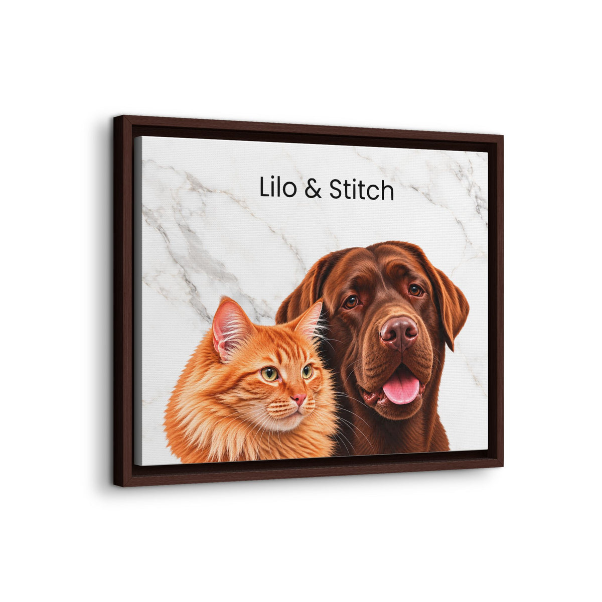 Custom Multi-Pet Portrait | Framed Canvas Print for 2 or More Pets