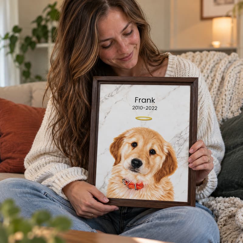 Pet Memorial Portrait | Custom Framed Canvas to Honour Your Dog