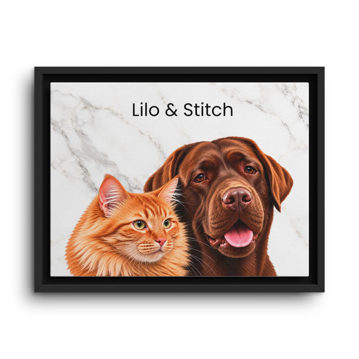 Custom Multi-Pet Portrait | Framed Canvas Print for 2 or More Pets