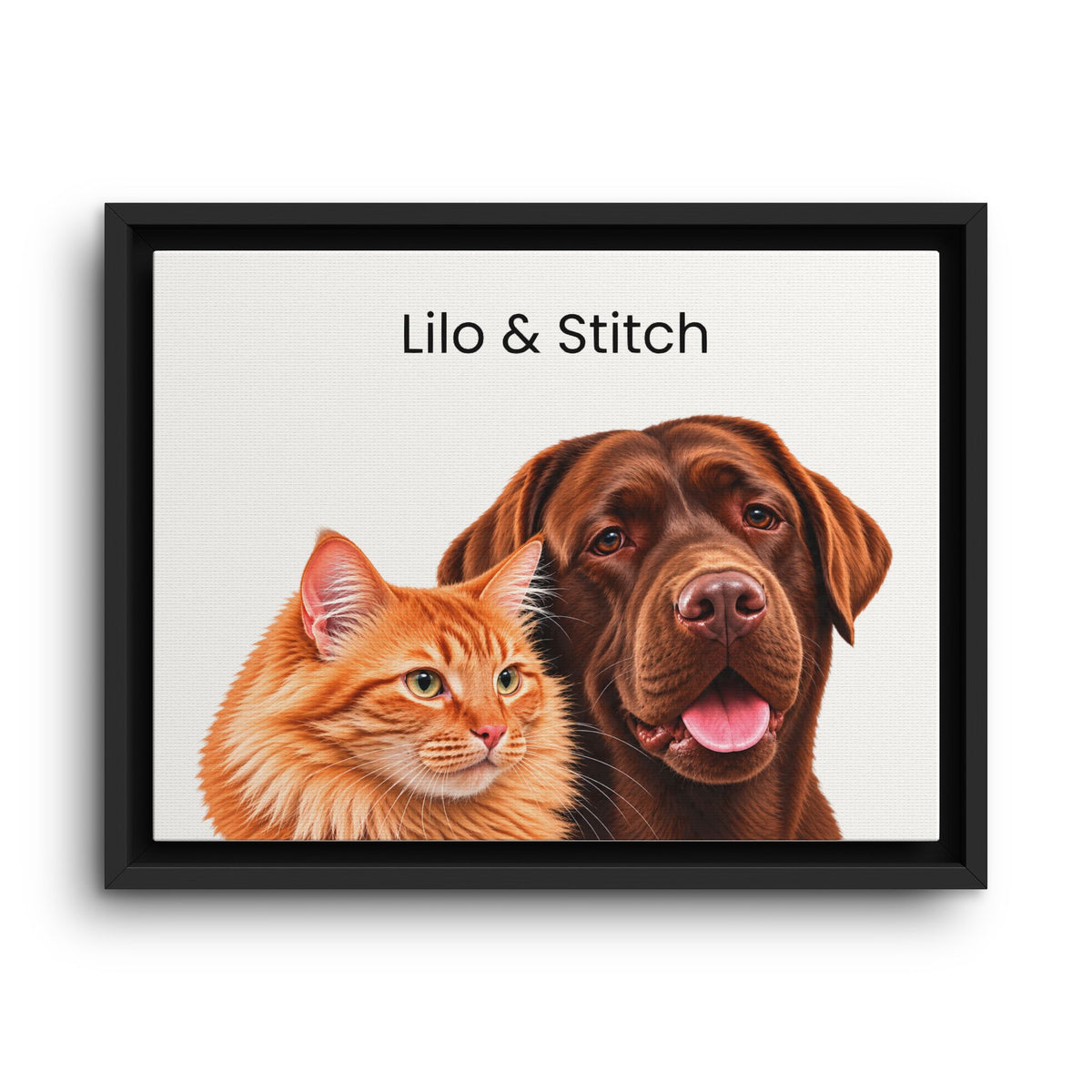 Custom Multi-Pet Portrait | Framed Canvas Print for 2 or More Pets
