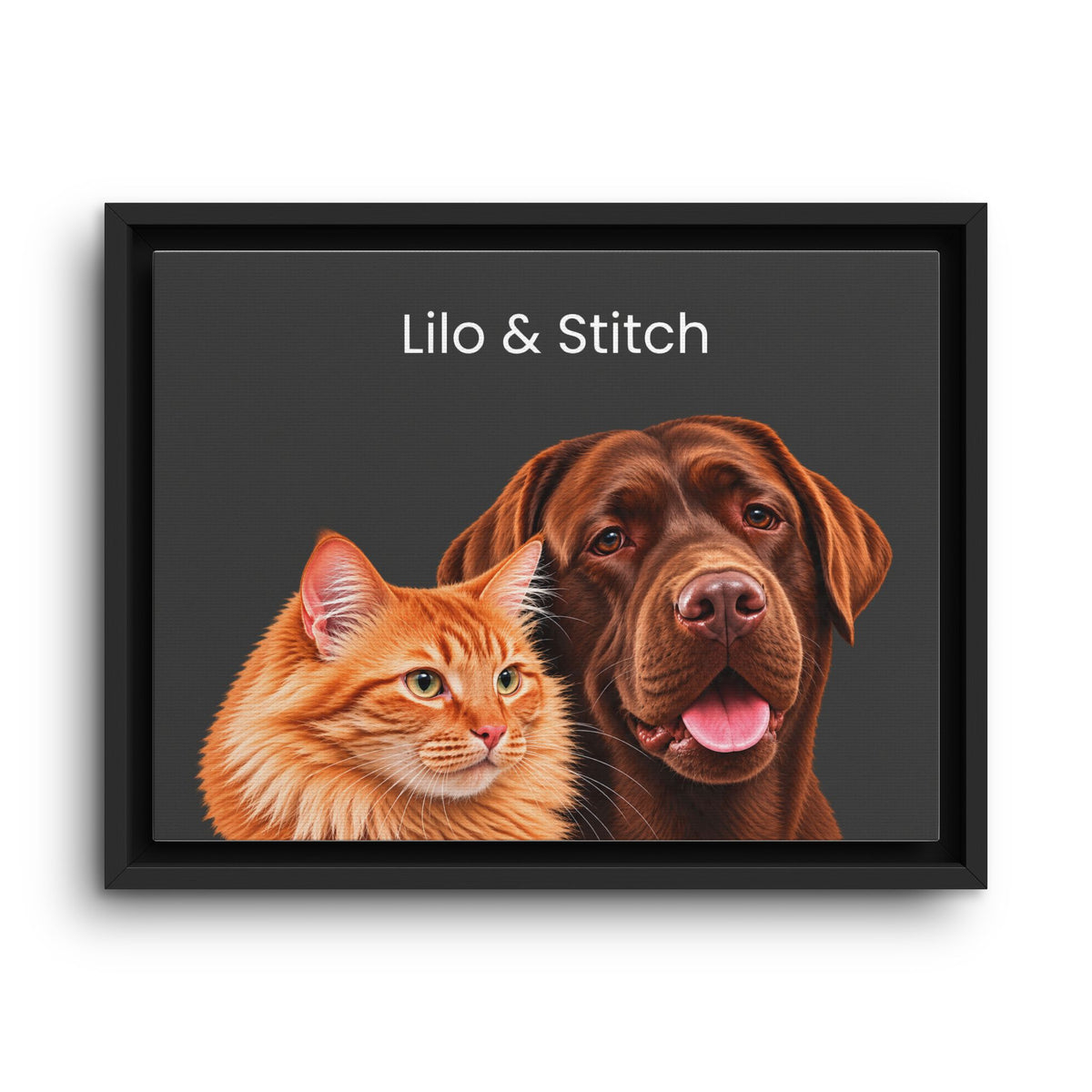 Custom Multi-Pet Portrait | Framed Canvas Print for 2 or More Pets