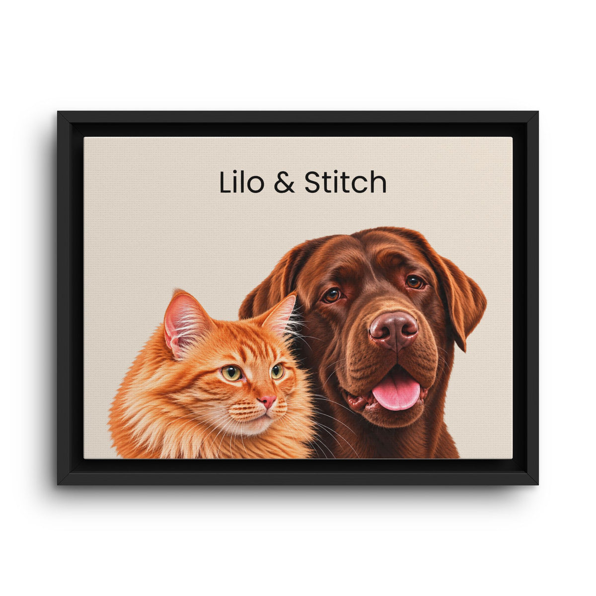 Custom Multi-Pet Portrait | Framed Canvas Print for 2 or More Pets