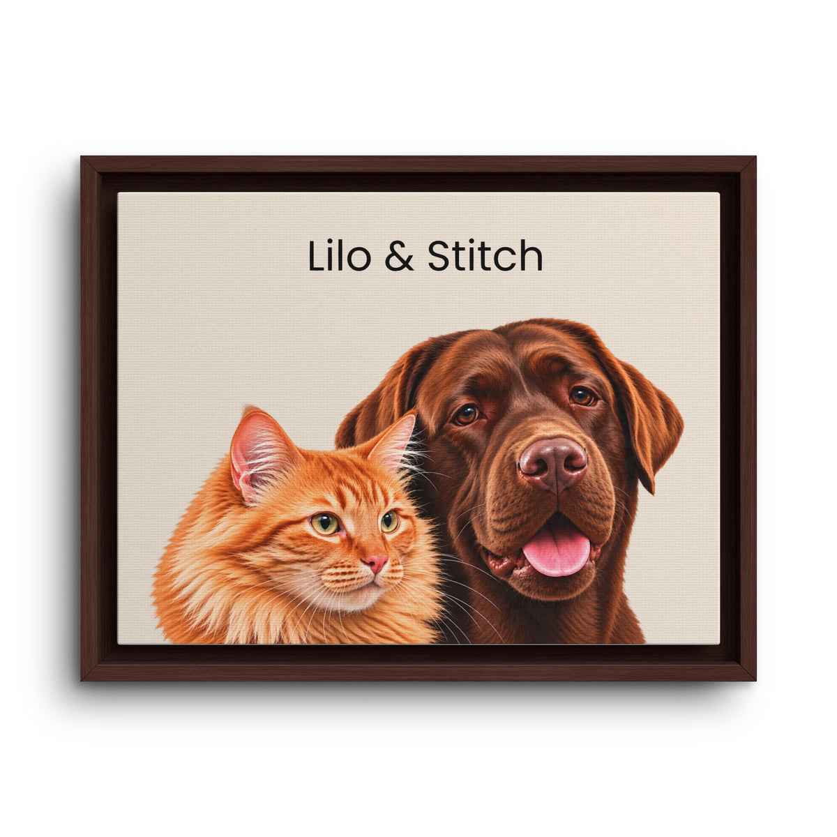 Custom Multi-Pet Portrait | Framed Canvas Print for 2 or More Pets