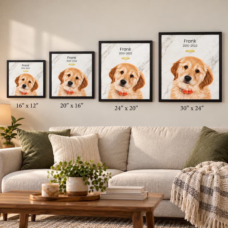 Pet Memorial Portrait | Custom Framed Canvas to Honour Your Dog