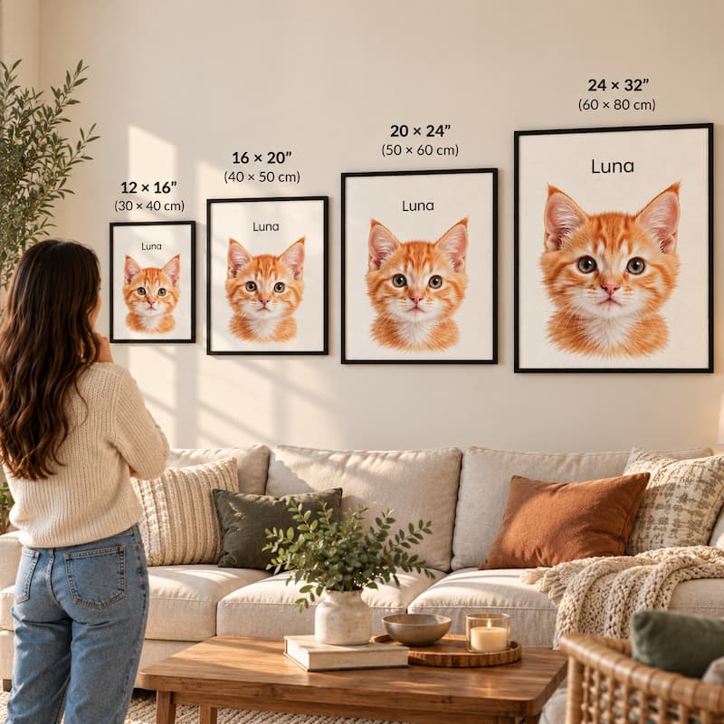 Custom Framed Cat Portrait | Cat Canvas Print From Photo – Fur Painting