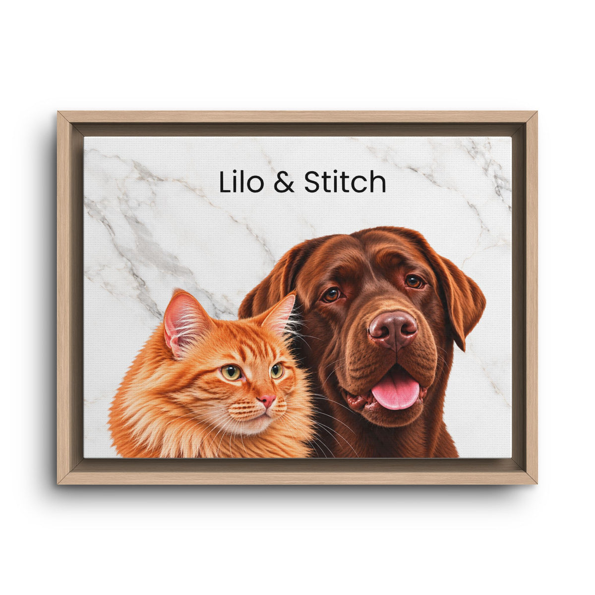 Custom Multi-Pet Portrait | Framed Canvas Print for 2 or More Pets