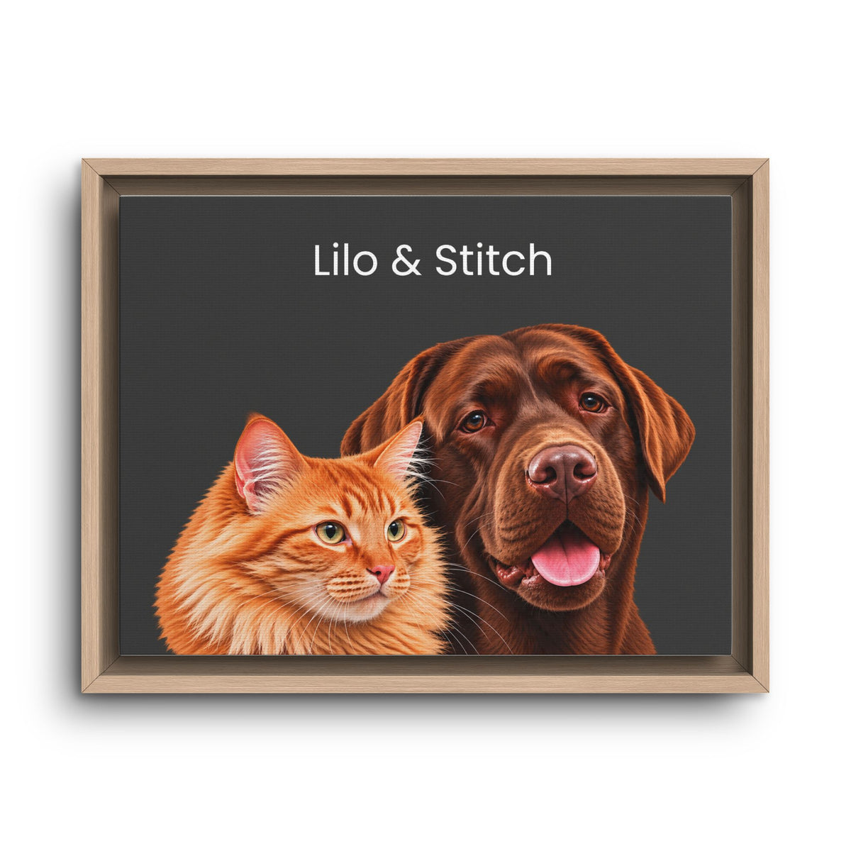 Custom Multi-Pet Portrait | Framed Canvas Print for 2 or More Pets