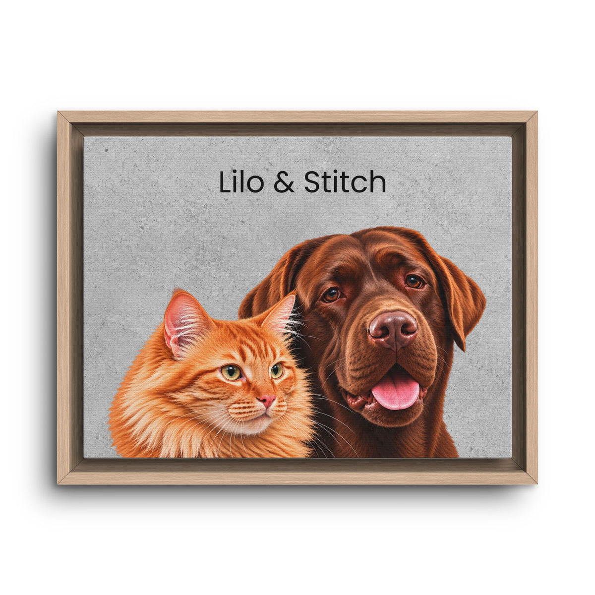 Custom Multi-Pet Portrait | Framed Canvas Print for 2 or More Pets