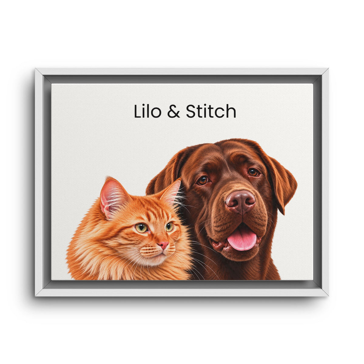 Custom Multi-Pet Portrait | Framed Canvas Print for 2 or More Pets
