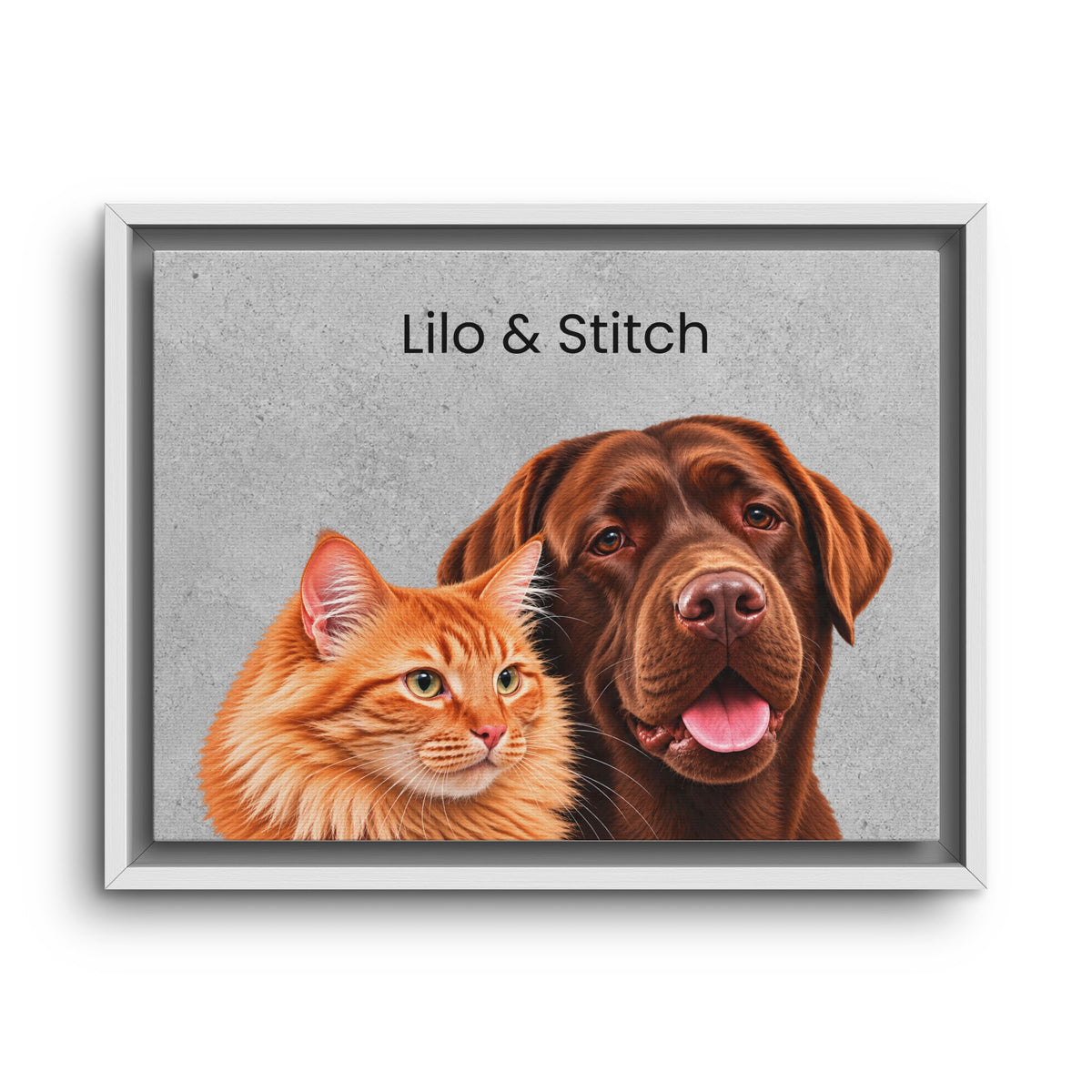 Custom Multi-Pet Portrait | Framed Canvas Print for 2 or More Pets